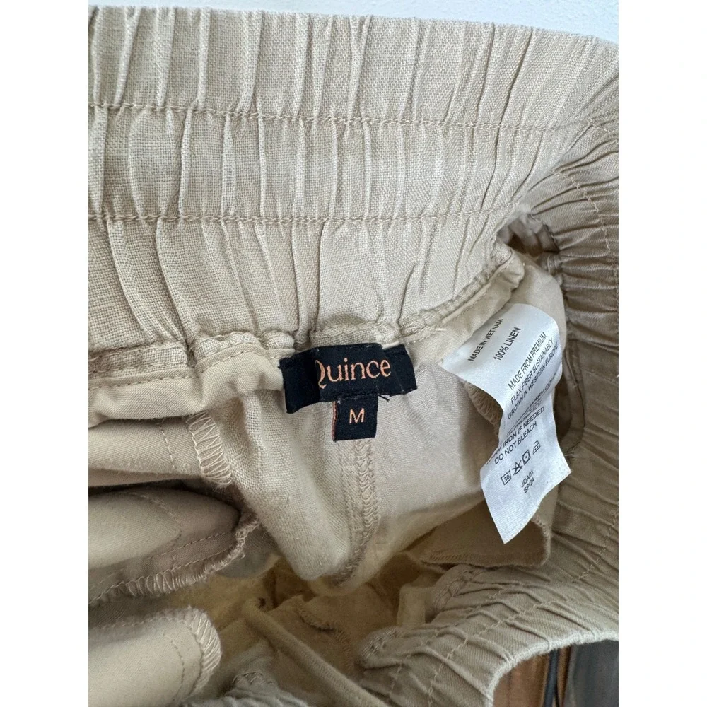 Quince 100% European Linen Wide Leg Pants Driftwood Tan Womens Medium JDA01